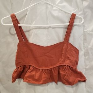 ORANGE Ruffle Trim Crop Top